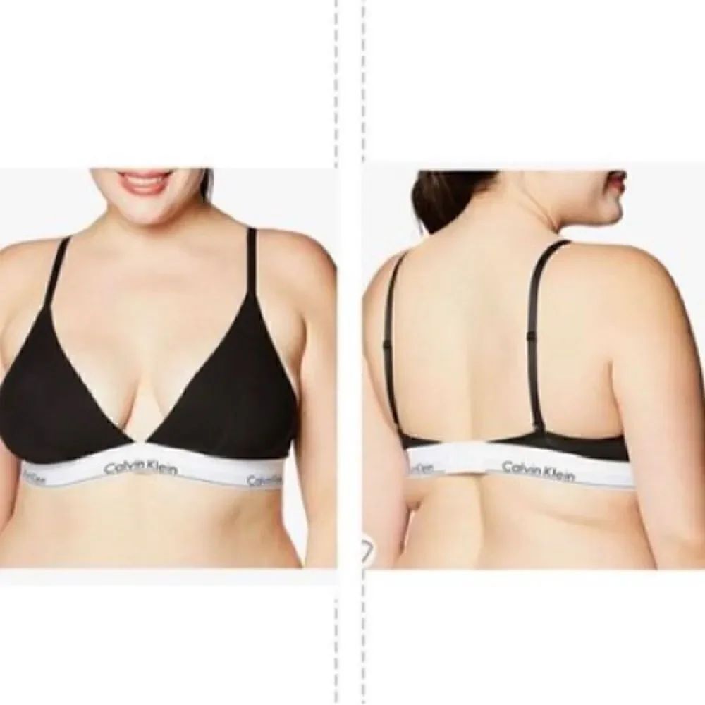 Calvin Klein Women's Modern Cotton Lightly Lined Triangle Wireless Bralette, bla